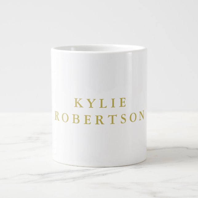 Grande Tasse Blanc & Or Couleurs Professionnel Tendance Uni (Devant)