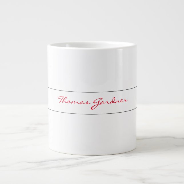 Grande Tasse Blanc Rouge tendance écriture manuscrite Plaine cr (Devant)