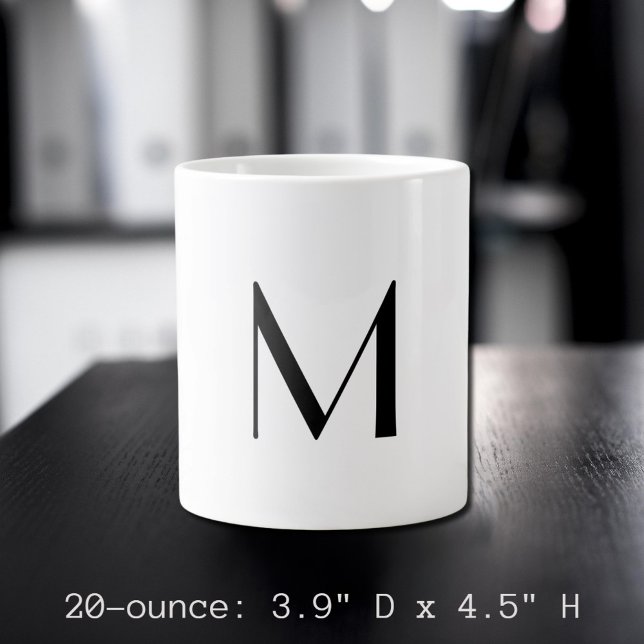 Grande Tasse blanc uni - ajouter monogramme noir (Créateur téléchargé)