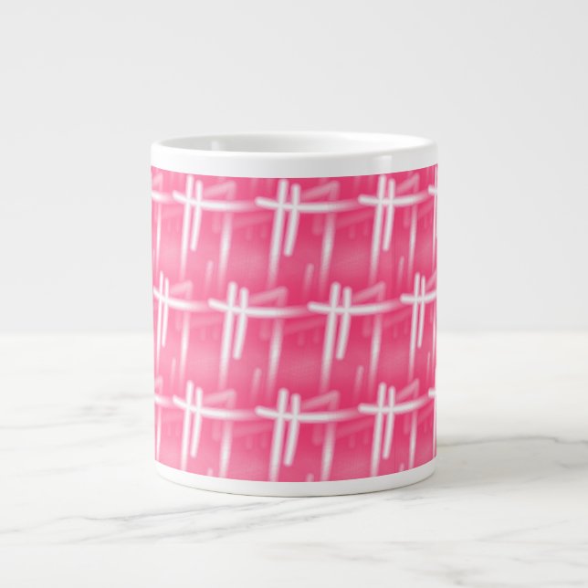 Grande Tasse Blancs Sur Rose (Devant)