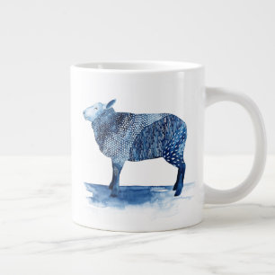 Grande Tasse Bleu de cobalt Animaux de ferme - Moutons