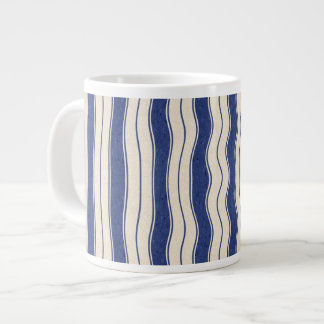 Grande Tasse Bleu et blanc ondulé