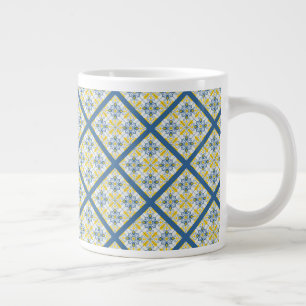 Grande Tasse Bleu et jaune joli carrelage portugais motif