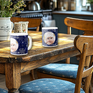 Grande Tasse Bleu, Joyeux Noël, Snowflakes, Photo