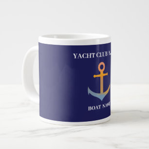 Grande Tasse Bleu marine Ancre nautique club de yacht bateau ma