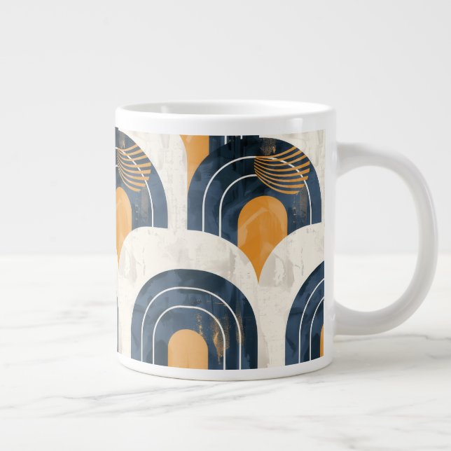 Grande Tasse Bleu or Abstrait et blanc (Droite)