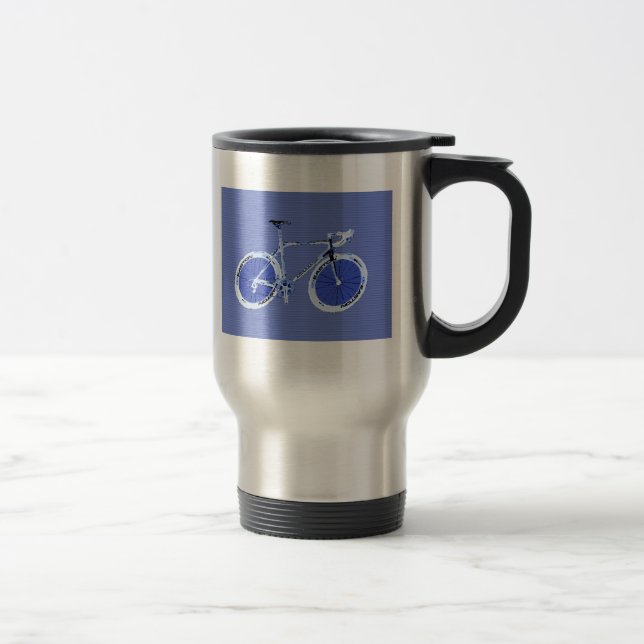 Grande tasse bleue de voyage de vélo (Droit)
