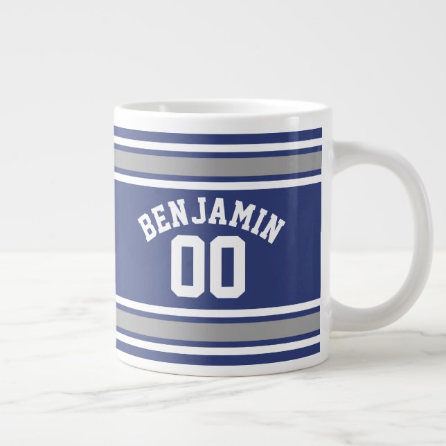 Grande Tasse Blue and Silver Sports Jersey Nom personnalisé Num (Droite)