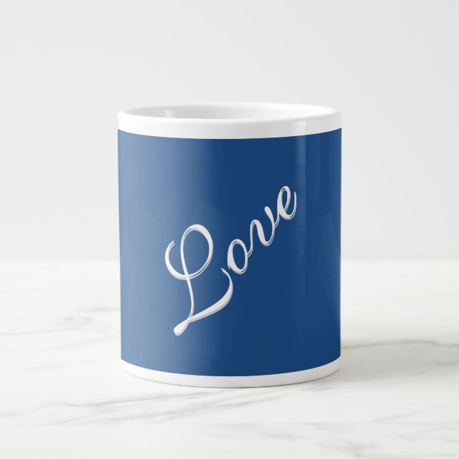 Grande Tasse Blue Attractive Calligraphie Love Mariage (Devant)