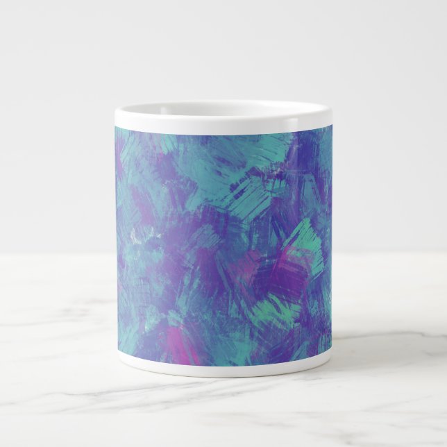 Grande Tasse Blue purple Abstract Brush Strokes Design (Devant)