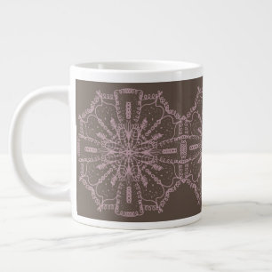 Grande Tasse Bohème Mandala Floral Rose Brown Art