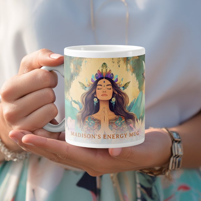 Grande Tasse Boho Mystic Energy Spiritual Woman Custom (Boho Mystic Energy Spiritual Woman Custom Giant Coffee Mug with your Name or Message)