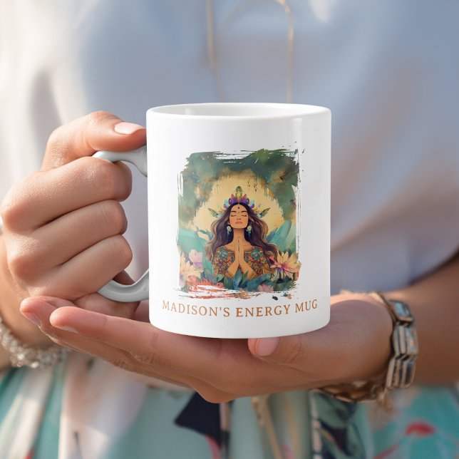 Grande Tasse Boho Mystic Energy Spiritual Woman Custom (Boho Mystic Energy Spiritual Woman Custom Giant Coffee Mug with your Name  or Message)