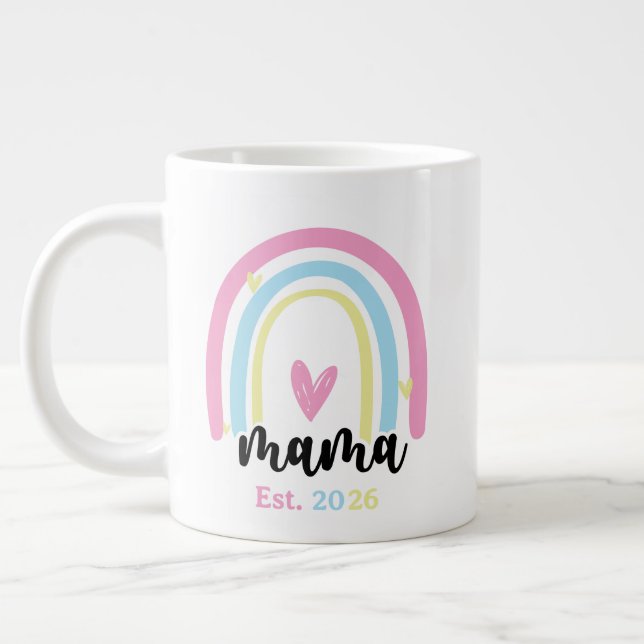 Grande Tasse Boho Rainbow Custom Mama Est. Year Keepsake (Gauche)