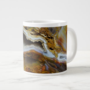 Grande Tasse Bois Pétrifié Avec Cristaux