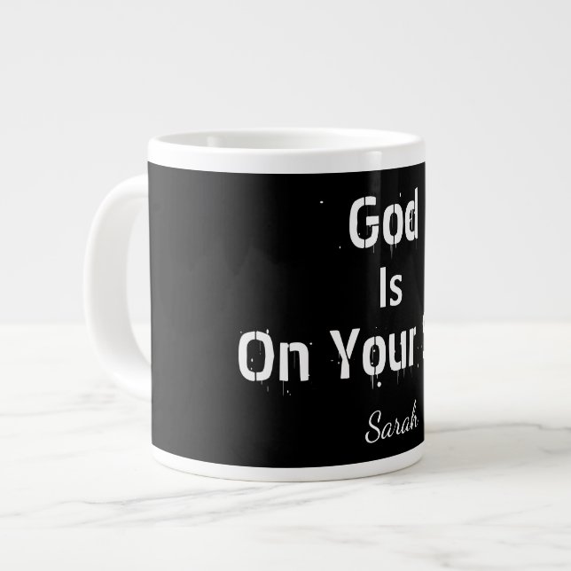 Grande Tasse Bold Modern Black Name Faith God Is On Your Side  (Devant gauche)