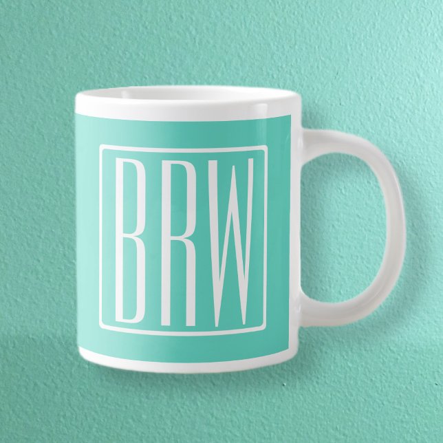 Grande Tasse Bold Modern | White on aqua (Créateur téléchargé)