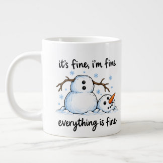 Grande Tasse Bonhomme de neige qui fond humour d'hiver drôle