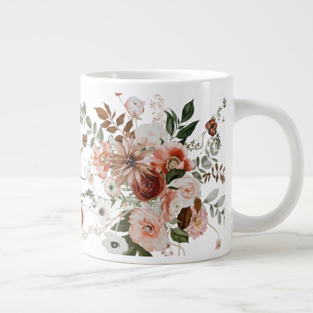 Grande Tasse Bonjour, Beau Bouquet Floral (Droite)