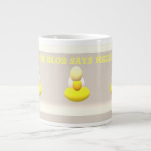 Grande Tasse Bonjour Drôle Salutation M. Blob crème couleur jau