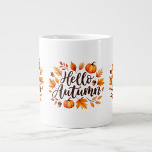 Grande Tasse Bonjour Script d'automne