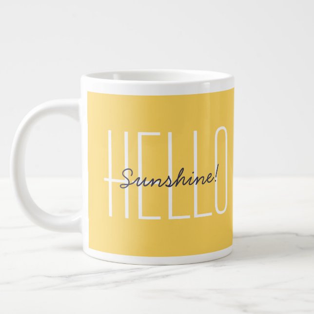 Grande Tasse Bonjour Sunshine Yellow Modern Typographie (Gauche)