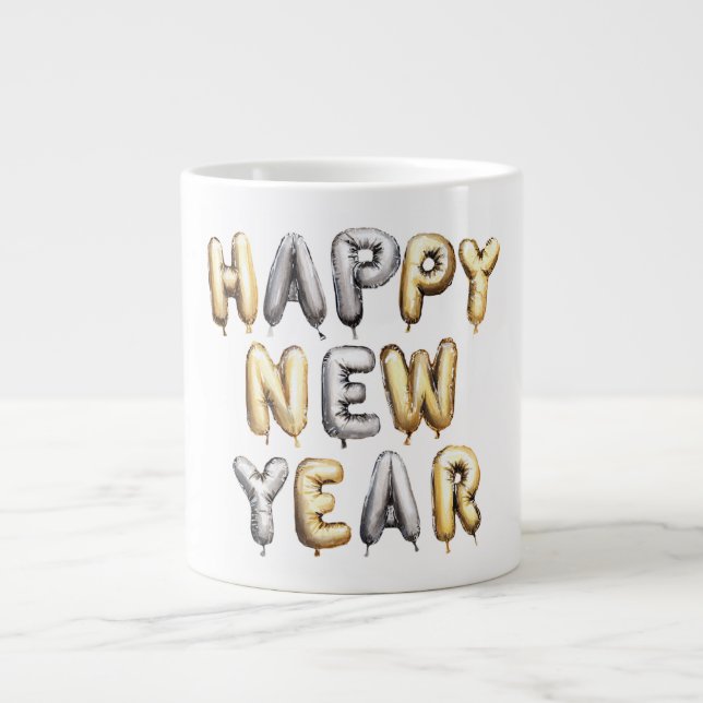 Grande Tasse Bonne année gris or (Devant)