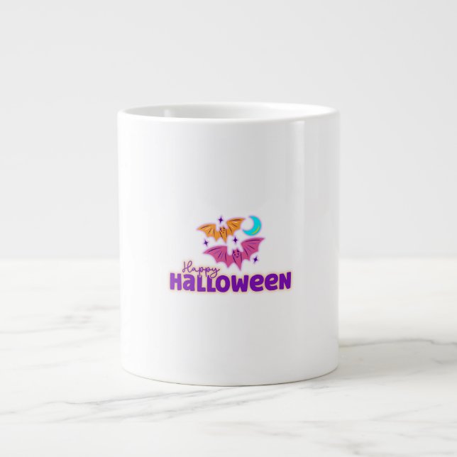 Grande Tasse Bonne nuit d'Halloween - Cute Bats & Moon Éffrayan (Devant)