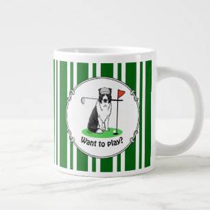 Grande Tasse Bordure Collie Chien Jouer Golf (noir & blanc) Amu