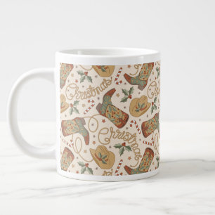 Grande Tasse Bottes de Noël de l'Ouest et Motif Casquette