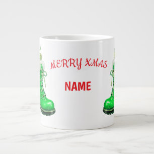 Grande Tasse Bottes festives vertes de Noël joyeux