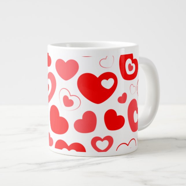 Grande Tasse Bouchon de café imprimé au coeur (Devant droit)