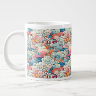 Grande Tasse Boue de spécialité Clouds Abstraits rose et bleu