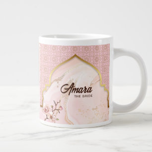 Grande Tasse Boug de café nuptiale personnalisée - Arche blush