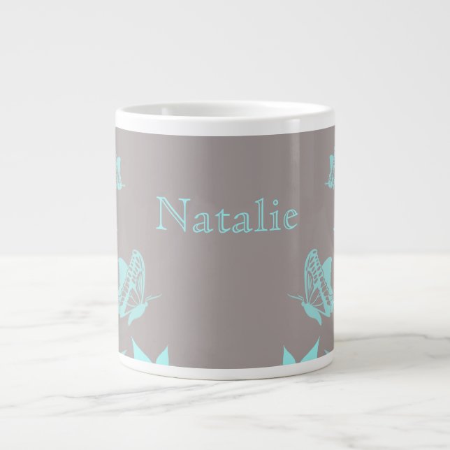 Grande Tasse Boug floral à papillon Aqua (Devant)
