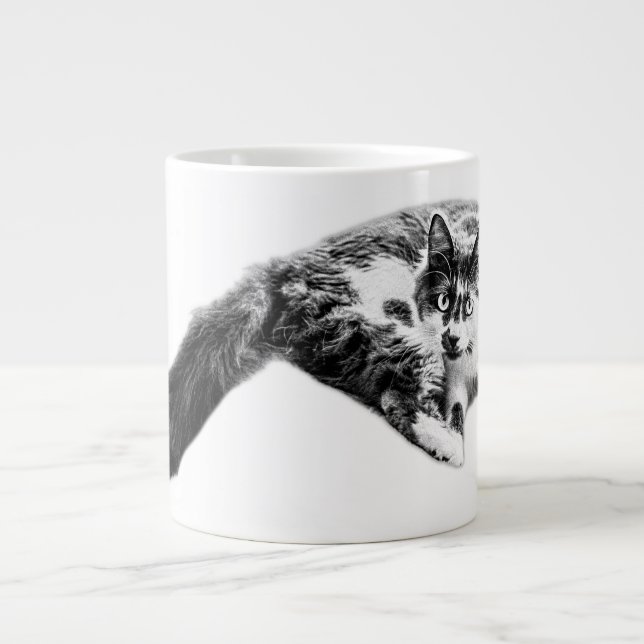 Grande Tasse Boug Portrait De Chat Long Tail Gras (Devant)