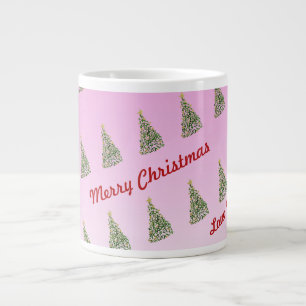Grande Tasse Boug spécial arbre de Noël peint à la main unique
