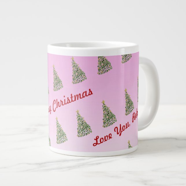 Grande Tasse Boug spécial arbre de Noël peint à la main unique (Devant droit)