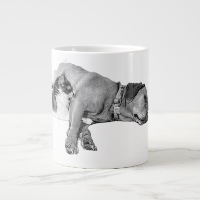 Grande Tasse Bouge d'art monochrome pour chien et chat (Devant)