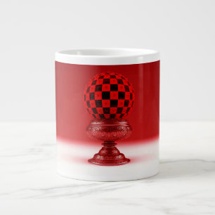 Grande Tasse Boule Mandy noire et rouge sur socle en rose métal