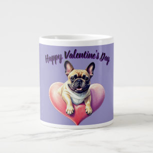 Grande Tasse Bouledogue français coeur Saint-Valentin 