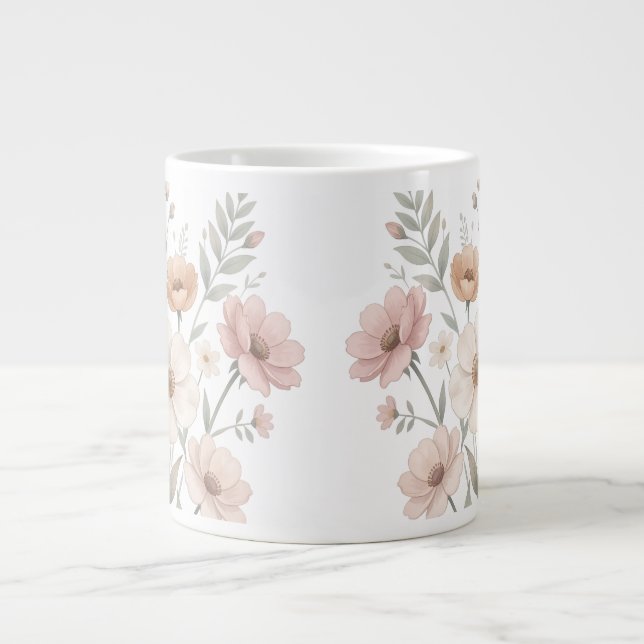 Grande Tasse Bouquet de l'Anémone Délicate Douceur Aquarelle (Devant)