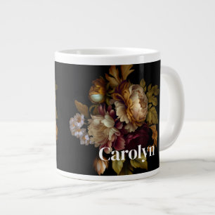 Grande Tasse Bouquet floral foncé classique avec nom