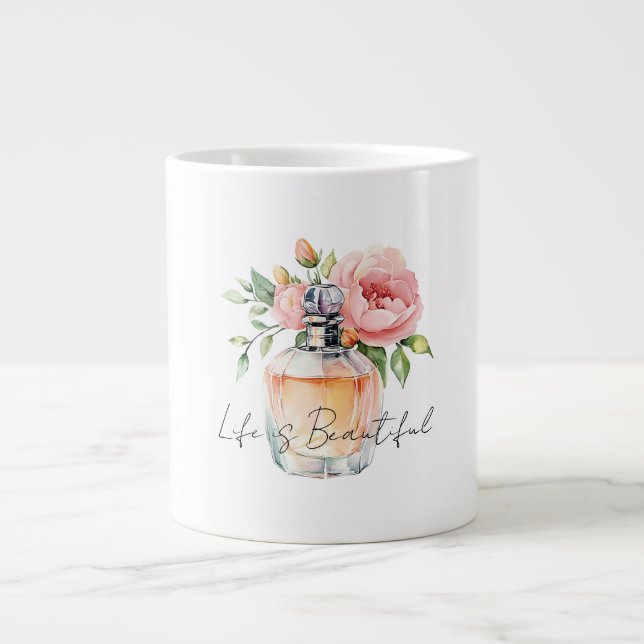 Grande Tasse Bouteille de parfum Pretty Peach Roses (Devant)