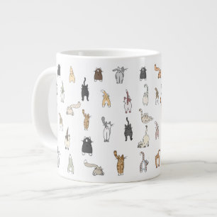 Grande Tasse Boutons de chat, Dame de chat folle, Boutons de ch