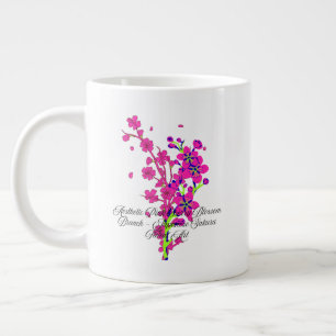 Grande Tasse Branche de fleurs de cerisier roses esthétique