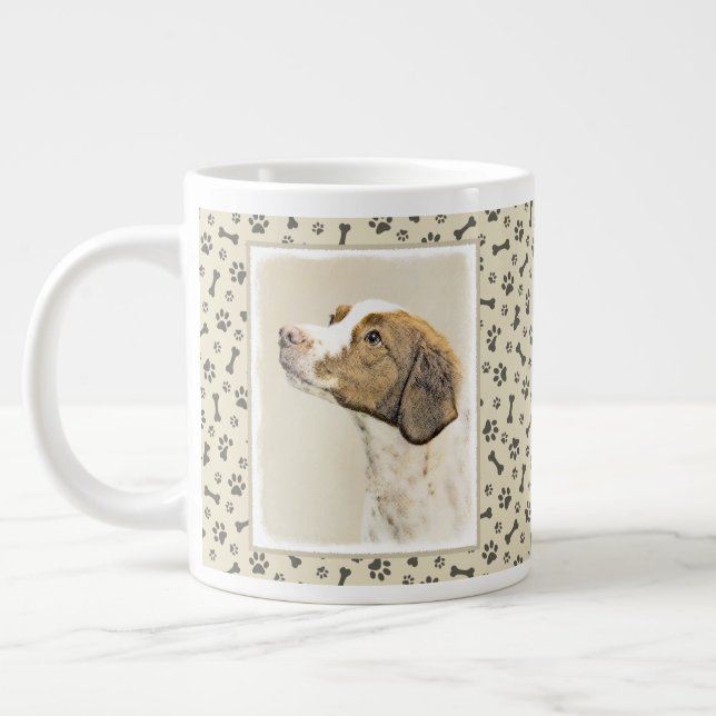 Grande Tasse Brittany Peinture - Cute Original Chien Art (Gauche)