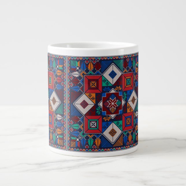 Grande Tasse Broderie traditionnelle palestinienne tatreez  col (Devant)