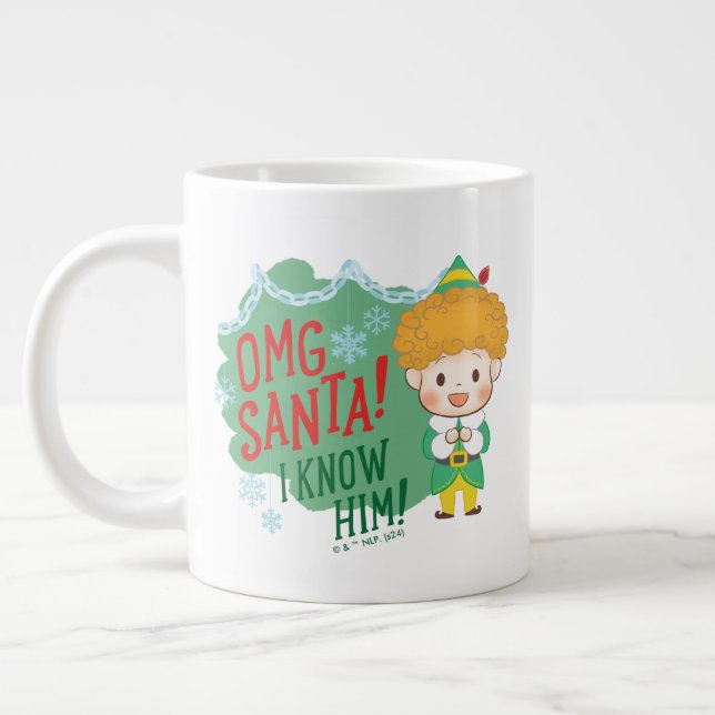 Grande Tasse Buddy l'Elf OMG Père Noël ! Je Le Connais ! (Gauche)