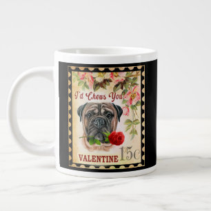 Grande Tasse Bullmastiff Chien Valentine Vintage avec Rose